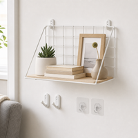 No-Drill Wall-Mounted Storage Basket Shelf for Living Room, Bedroom, Kitchen, Bathroom