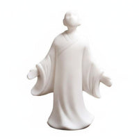 White Porcelain Monk Statue High-Temperature Fired White Porcelain Statue Handmade Craft Ceramic Monk Sculpture for Meditation Lovers, Study Room