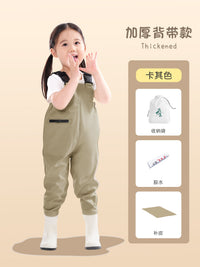 儿童赶海连体玩水衣服全身防水雨裤雨靴一体下水裤涉水幼儿园装备