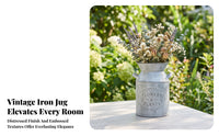 Farmhouse Milk Can Flower Container Rustic Milk Can Vase Distressed Vintage Flower Jug Decorative for Decorators, Florists, Tabletop Display