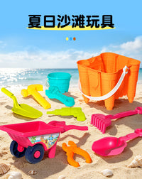 跨境大号沙滩城堡桶推车挖沙玩具套装公园儿童海边戏水工具批发