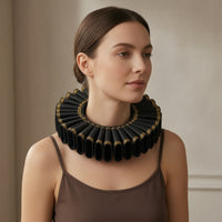 Elizabethan Neck Ruff Theatrical Historical Ruffle Gold-Edged Ruffled for Actors, Cosplayers, Theater, Cosplay, Photoshoots