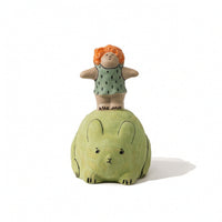 Resin Doll with Animal Base Charming Desk Ornament Compact for Bookshelf