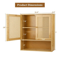 Bathroom Wall Cabinet Space-Saving Wooden Cabinet with Rattan Doors Decorative