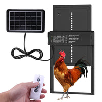 Solar-Powered Chicken Coop Door with Remote Control, Light Sensor, Timer, and Alarm