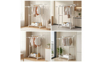 Adjustable Clothes Drying Rack with Wheels Space-Saving Clothes Rack with Double Rods Heavy-Duty Portable for Laundry Room, Bedroom