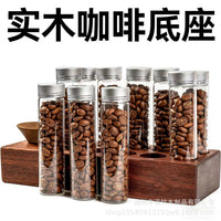 Coffee Bean Storage Tubes with Wooden Display Stand and Funnel, 10-Pack