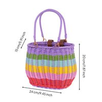 Wicker Bike Basket Rainbow Front Bike Basket for Young Children, Tricycles