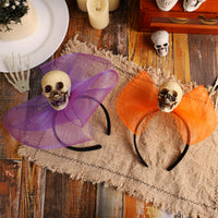 Halloween Skull Headband with Spider and Bow