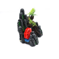 Aquarium Ornament with Waterwheel Realistic Rockery Compact for Aquatic Keepers