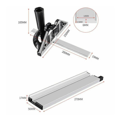 Aluminum Miter Gauge Clear Scale Table Miter Gauge Quick Adjustment Knob