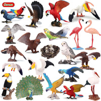Solid Animal Model Simulation Cognitive Bird Figures Eagle Parrot Peacock Flamingo Owl Toy Ornament