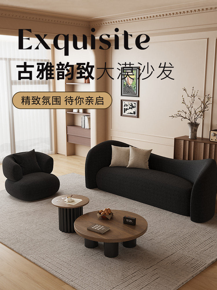 黑色沙发客厅家用小户型异形沙发出租房民宿双人小沙发休息区接待