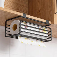 Cupboard Under Cabinet Paper Towel Holder, Hanging Space Savers for Kitchen, No-Drill Dispensing Roll Multi-functional Metal for Convenient Storage