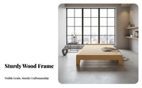 Solid Wood Construction Platform Bed Frame Low-to-the-Ground Headboardless Slat Frame Minimalist Design Mattress Foundation Space-Saving for Families, Apartment Dwellers, Minimalists, Small Areas, Guest Room