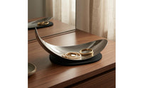 Mirror-Finish Tray Silver Curved-Moon Tray Decorative Curved-Moon Dish