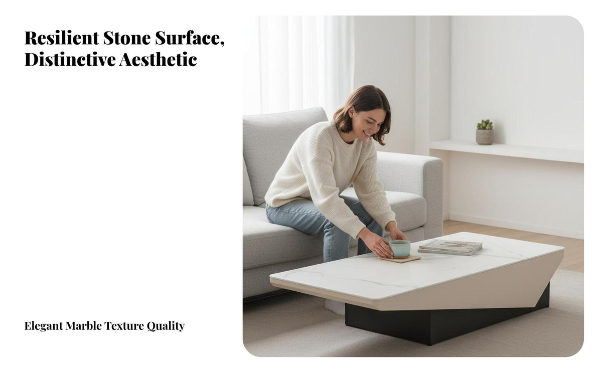 Modern Minimalist Design Oval Table with Sculptural Base Light Luxury Living Room Furniture Cream aesthetic Home Furnishing Lowsilhouette hidden from viewline for Small Apartment Dwellers, Homeowners, Interior Designers, Lounge Area, Office