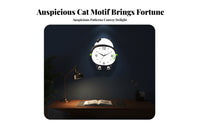 Good Fortune Design Fortunate Cat Wall Clock Silent Movement Beckoning Cat Timepiece Creative Gift Decorative Quartz Clock Battery Operated for Families, Homeowners, Living Room, Bedroom, Office, Kitchen
