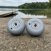 22 Mm Axle Head PU Beach Wheel Textured Beach Cart Wheel Light Gray Outdoor Transport Part Rounded
