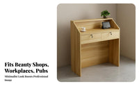 Compact Design Small Reception Desk Sturdy Construction Small Front Desk Multi-Purpose Retail Checkout Counter Spacious Countertop for Receptionists, Shopkeepers, Business Owners, Cafe, Boutique, Lobby