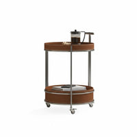 Round two-levelsaddle leather Trolley Minimalist Italian minimalist aesthetic Mobile Storage Multi-Functional