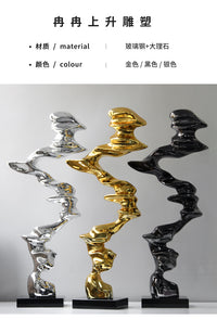 现代简约轻奢玻璃钢电镀艺术摆件酒店大厅入户玄关电视柜旁雕塑品