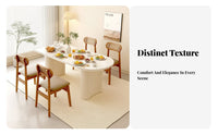 Multi-Functional Cream Design Dining Table Stable Structure Oval Pedestal Dining Table Easy to Clean Spacious Tabletop for Small Apartment Dwellers, Families, Homeowners, Living Room, Kitchen, Gatherings