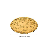 Round Metal Tray with Gold Finish Luxurious Hammered Metal Tray Modern Serving Platter Portable for Home Decorators, Coffee Table