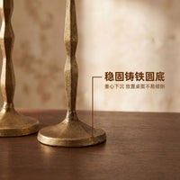 美式复古铸铁烛台圣诞餐桌氛围装饰摆件酒店玄关软装黄铜色烛杯