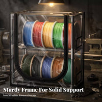 Two-Level Double-Layer Filament Cabinet Metal Frame Zipper Filament Storage Box Clear Cover