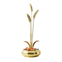 Wheat Sculpture with Bowl Base Sculptural Decorative Brass Bowl Gold-Tone