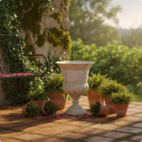 Roman Column Planter Ornate Design Plant Pot Weathered Look for Entryway
