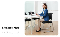 Armless Mesh Sled Chair Padded Seat Office Furniture Easy Assembly Sturdy Metal Frame for Students, Meeting Room, Lobby, School