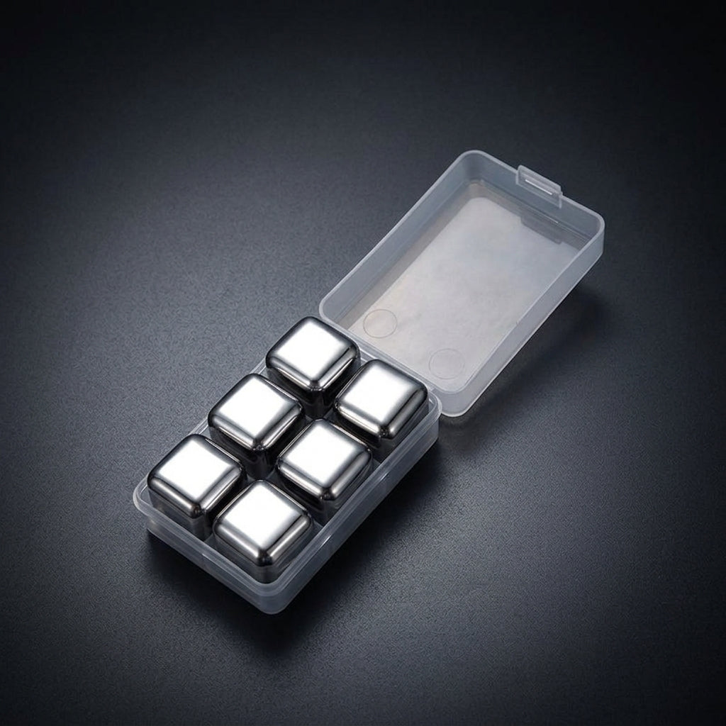 Home Bar Stainless Steel Whisky Stones for Modern Style, Chilling Steel Ice Gift for Him, Food Grade Bar Accessories, Set of 2
