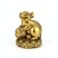 Tabletop Ornament Chinese Brass Figurine Embossed Mist Pattern Brass animal Figurine Carved Texture