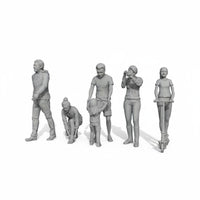 5 Pieces Assorted Poses HO Scale People Painted Resin Miniature Scene Figures for Model Railway