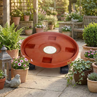 Plant Trolley with Round Tray and Drainage, Heavy Duty Pot Stand for Large Flower Pots, Indoor and Outdoor Plant Stand, Simple Design