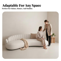 technical Fabric Curved Sofa Nordic aesthetic Couch Minimalist Lounge Seating cumulusLike Shape for Apartment Dwellers, Interior Designers, Living Room, Reception Area, cosmetic studio, Office