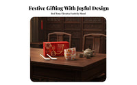 Red Festive Ceramic Tableware Set, Gift Box, Holiday Blessing, Suitable for Adults