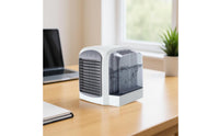 USB Mini Air Chiller Desktop Bladeless Air White Cooling Unit and Gray Humidifying Fan for Office