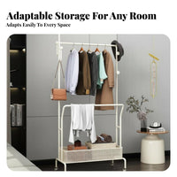 Rolling Coat Rack with Shelves unrestrictedstanding Clothes Stand Space-Saving for Hotel