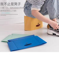 折叠凳便携超轻户外旅行塑料纸片凳子椅子家用塑料矮凳儿童小板凳 （四个装）篮色【便捷省空间】