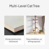 Floor-to-Ceiling Cat Tree with Space Capsule, Hardwood