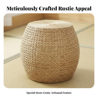 Woven Pouf Multi-Functional Round Rattan Ottoman Boho Footstool for Living Room