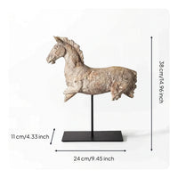 Horse Statue on Stand Rustic Resin Horse Statue Stone-Look Sculpture for Home Stylists, Art Collectors, Entryway, Living Room, Bookshelf