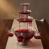 Multi-Tier Wine Fountain Fluted Base Acrylic Wine Fountain Drink Service Wide Round Basin European Plug for Parties, Banquets
