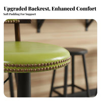 Adjustable Pedestal Stool Retro Design Studded Swivel High Chair With Backrest