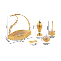 5 Pieces Ornate Scent Tray Set Luxury Golden Finish Scent Burner Set Decorative Scented Chips Burner