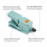 Heavy Duty Foot Pedal Switch, Aluminum Alloy Foot Pedal for Lathe, Industrial Foot Switch 250V 15A,  - Image 6
