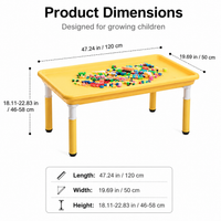 Kids Activity Table, Height Adjustable Tuff Tray for Messy Play, 120cm x 50cm Rectangular Water Table, Synthetic Polymer for Kindergarten